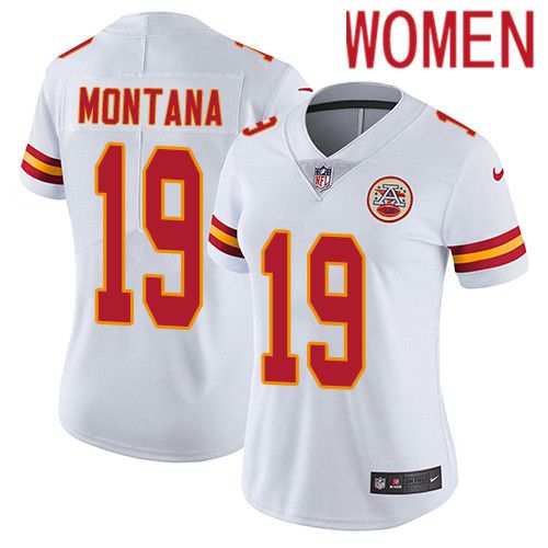 Women Kansas City Chiefs 19 Joe Montana Nike White Vapor Limited NFL Jersey
